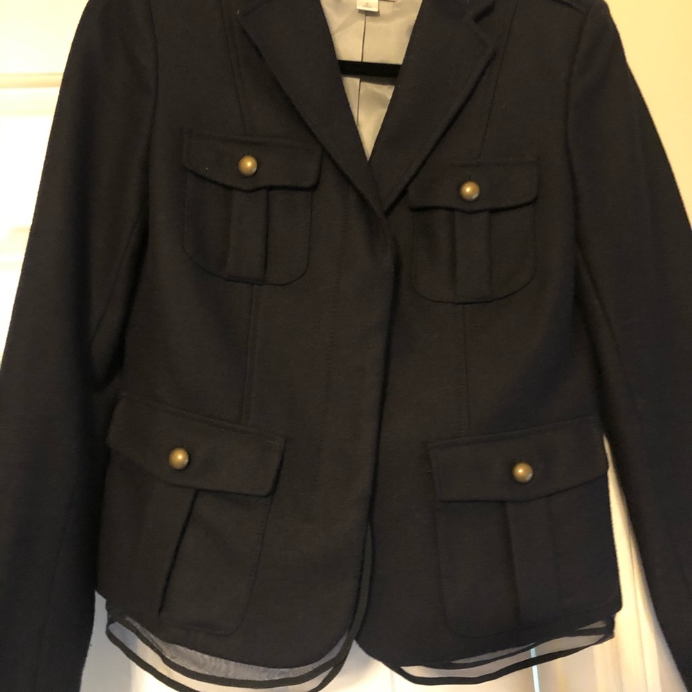 Ann Taylor Loft Blazer Gold buttons,Chiffon accent